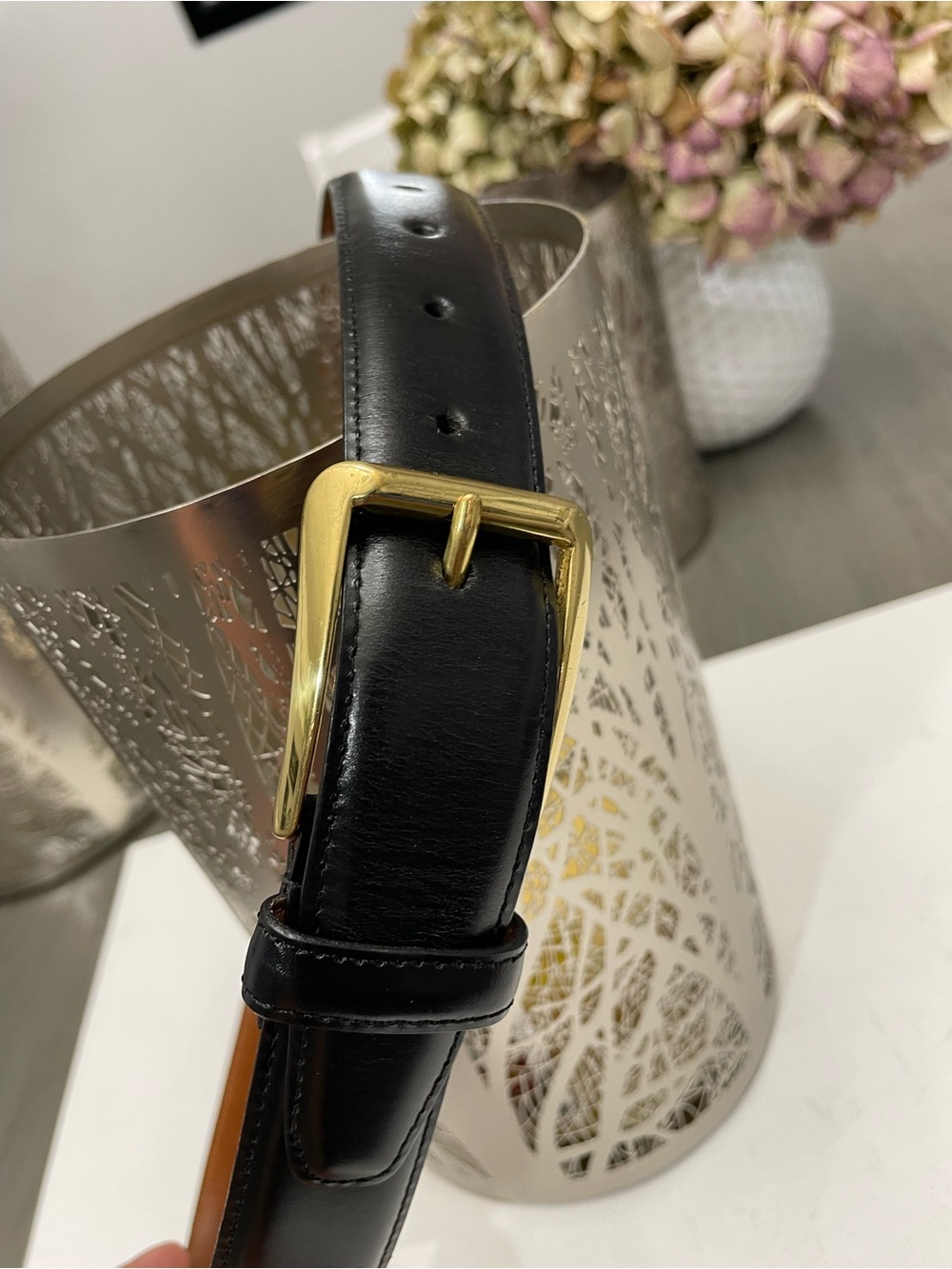 Vintage Coach Womens Black Leather Belt Brass Buckle Size 34” 85cm - Picture 4 of 10
